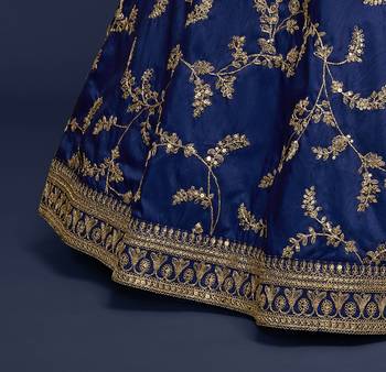 Elegance Navy Blue Dori and Sequins Embroidered Bridal Designer Lehenga Choli set 9