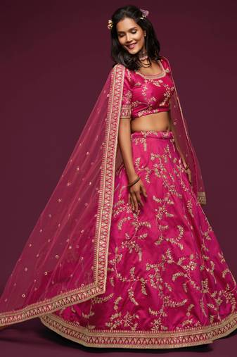 Elegance Pink Dori and Sequins Embroidered Bridal Designer Lehenga Choli set