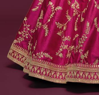 elegance pink dori and sequins embroidered bridal lehenga set choli with dupatta  7