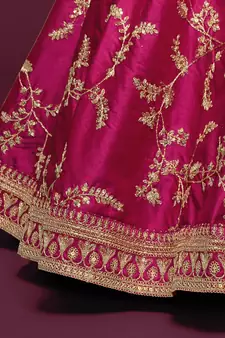 elegance pink dori and sequins embroidered bridal lehenga set choli with dupatta 