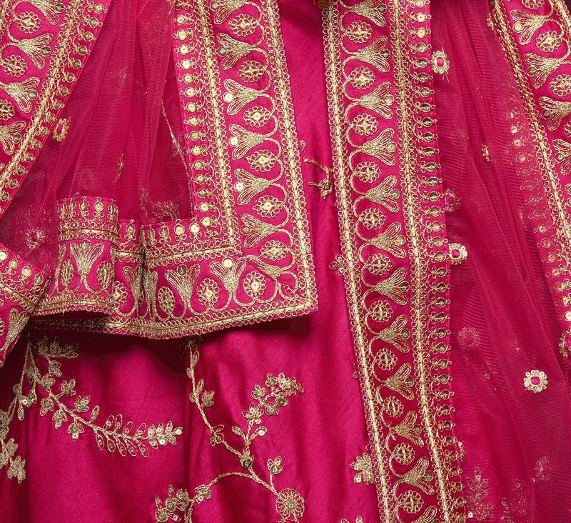 Elegance Pink Dori and Sequins Embroidered Bridal Designer Lehenga Choli set