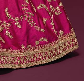 elegance pink dori and sequins embroidered bridal lehenga set choli with dupatta  9