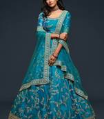 Sky Blue Art Silk Golden Thread Embroidered Lehenga Choli