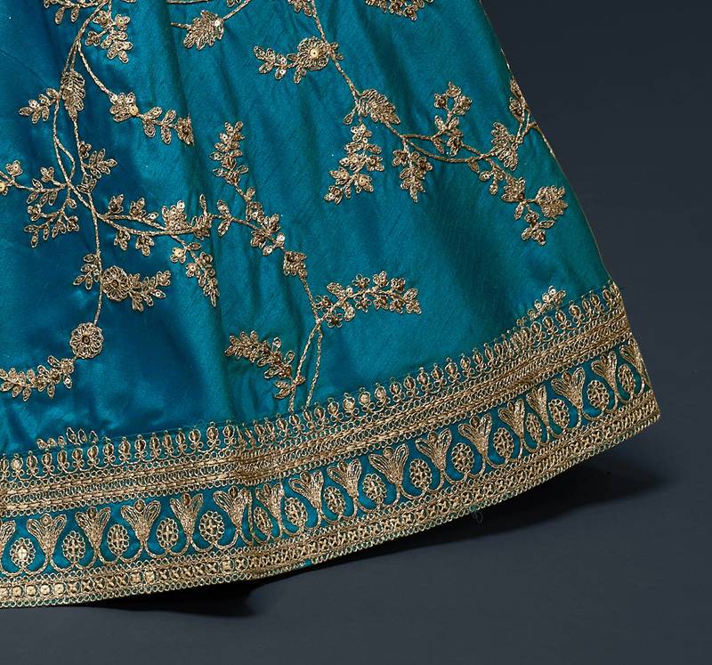 Sky Blue Art Silk Golden Thread Embroidered Lehenga Choli