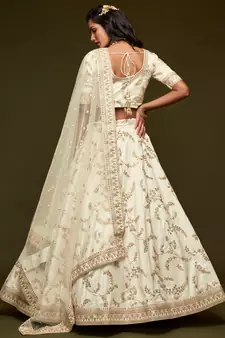 Off White Diwali Lehenga Choli for Women