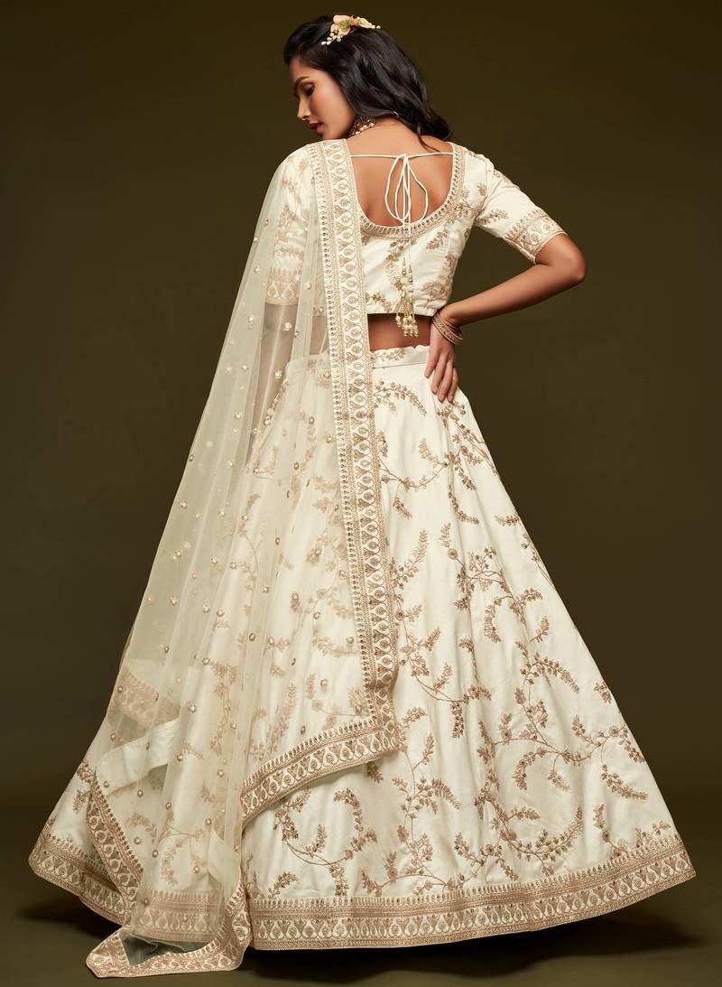 Off White Diwali Lehenga Choli for Women