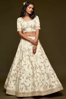 Off White Diwali Lehenga Choli for Women