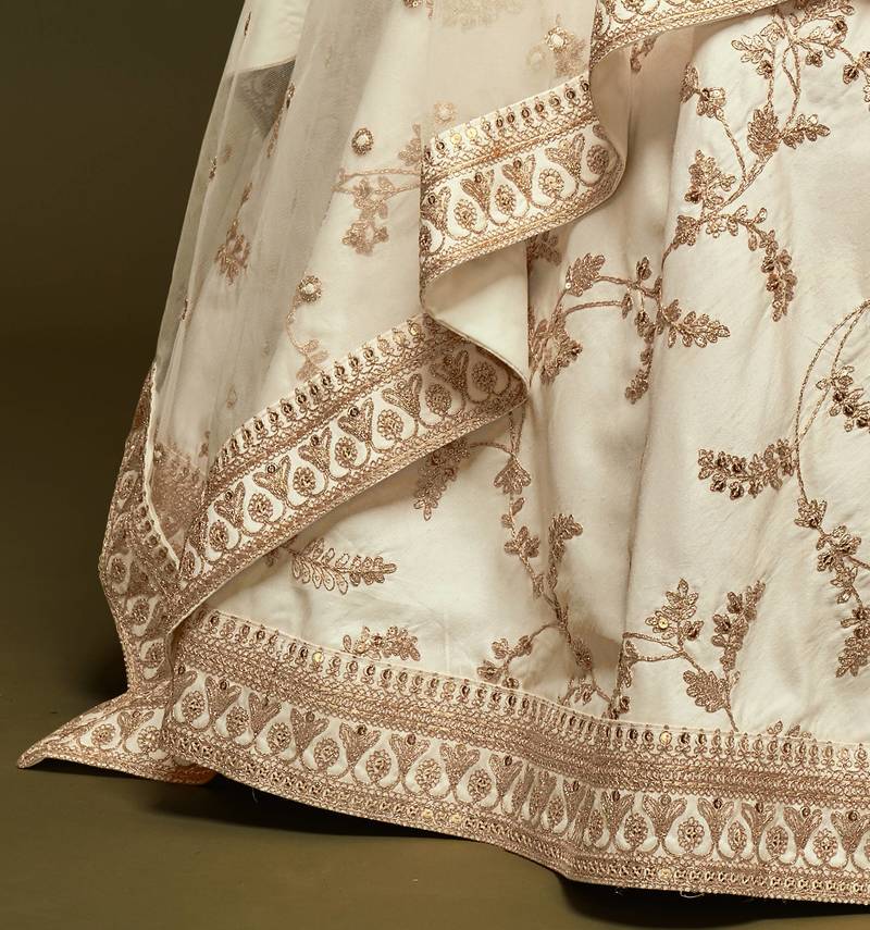 Off White Diwali Lehenga Choli for Women