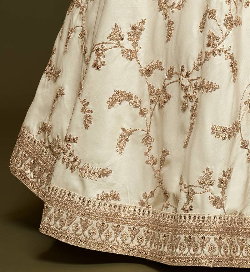 Off White Diwali Lehenga Choli for Women