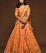 Elegance Orange Dori and Sequins Embroidered Bridal Designer Lehenga Choli set