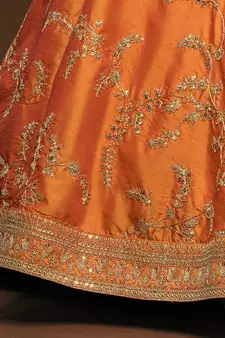 Elegance Orange Dori and Sequins Embroidered Bridal Designer Lehenga Choli set