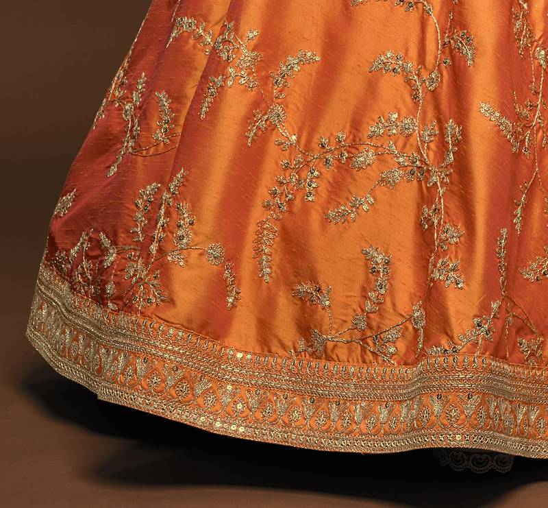 Elegance Orange Dori and Sequins Embroidered Bridal Designer Lehenga Choli set
