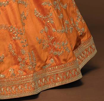 Elegance Orange Dori and Sequins Embroidered Bridal Designer Lehenga Choli set 9