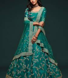 elegance green dori and sequins embroidered bridal lehenga set choli with dupatta 
