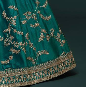 elegance green dori and sequins embroidered bridal lehenga set choli with dupatta  9