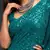 TEAL BLUE THREAD AND MULTIPLE SEQUINS EMBROIDERED GEORGETTE DESIGNER SAREE