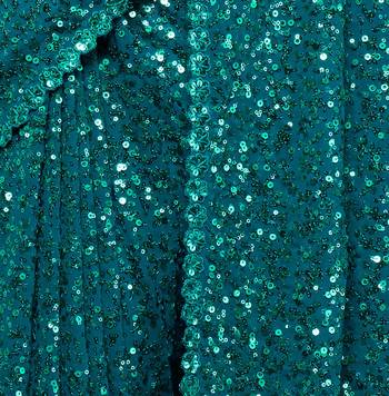 Turquoise Georgette Saree with blouse With Sequin Embroidery 7