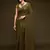 OLIVE GREEN THREAD AND MULTIPLE SEQUINS EMBROIDERED GEORGETTE DESIGNER SAREE