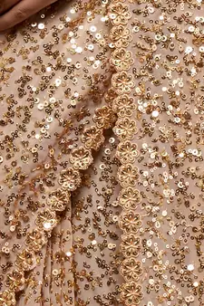 Ancient Ivory Thread And Multiple Sequins Embroidered Georgette Designer Saree