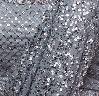 Slate Grey Georgette Heavy Sequin Embroidered Saree with Un-Stitched Blouse 7