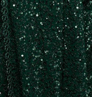 Deep Green Thread And Multiple Sequins Embroidered Georgette Designer Saree 10