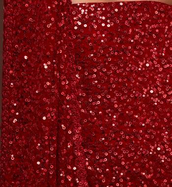 Ruby Red Thread And Multiple Sequins Embroidered Georgette Designer Saree 8