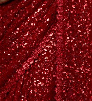 Ruby Red Thread And Multiple Sequins Embroidered Georgette Designer Saree 10