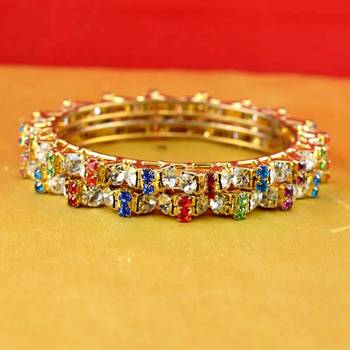 gold moti stone cz polki kundun meenakari pearl bangle kara size-2.8 1