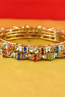 gold moti stone cz polki kundun meenakari pearl bangle kara size-2.8