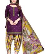 Purple printed synthetic salwar