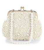 Anekaant Pochette Off White Faux Silk Pearl Embellished Clutch