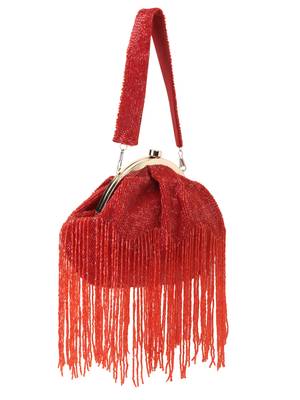 Anekaant Dangle Red Faux Silk Embellished Clutch 2