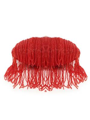 Anekaant Dangle Red Faux Silk Embellished Clutch 5