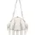Anekaant Dangle White & Silver Faux Silk Striped & Embellished Clutch
