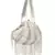 Anekaant Dangle White & Silver Faux Silk Striped & Embellished Clutch