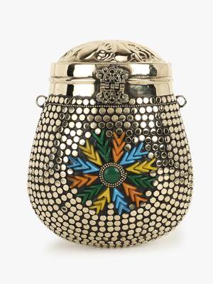 Anekaant Cask Gold & Multi Metal Floral Mosaic Clutch 3