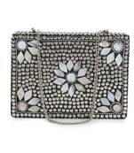 Anekaant Mosaic Silver & White Metal Floral Mosaic Clutch
