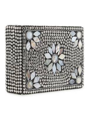 Anekaant Mosaic Silver & White Metal Floral Mosaic Clutch 2