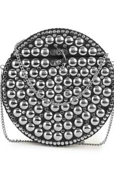 Anekaant Mosaic Silver Metal Polka Dot Mosaic Clutch