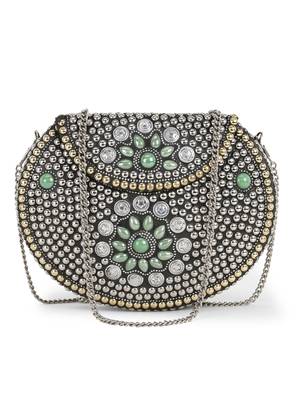 Anekaant Mosaic Silver & Oilve Metal Floral Mosaic Clutch 1
