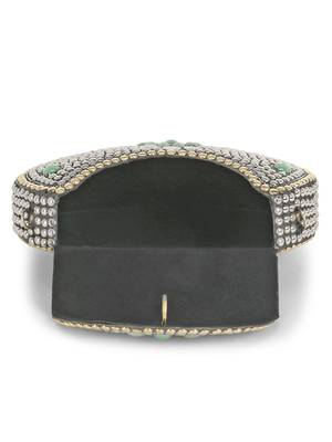 Anekaant Mosaic Silver & Oilve Metal Floral Mosaic Clutch 4