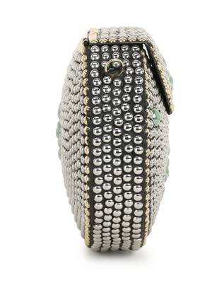 Anekaant Mosaic Silver & Oilve Metal Floral Mosaic Clutch 5
