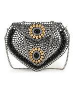 Anekaant Mosaic Silver, Black & Yellow Metal Floral Mosaic Clutch