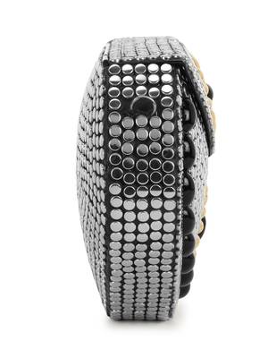 Anekaant Mosaic Silver, Black & Yellow Metal Floral Mosaic Clutch 5