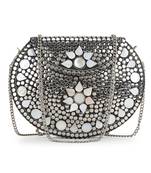 Mosaic Silver & White Metal Floral Mosaic Clutch