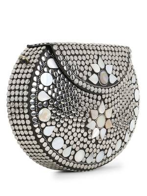 Mosaic Silver & White Metal Floral Mosaic Clutch 2