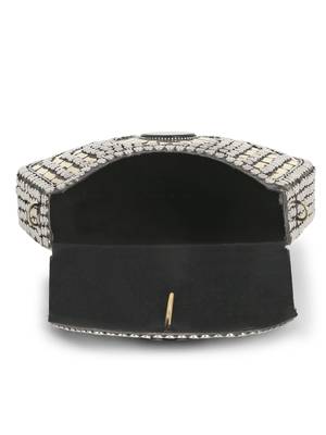 Mosaic Silver & White Metal Floral Mosaic Clutch 4