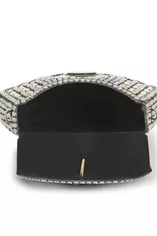 Mosaic Silver & White Metal Floral Mosaic Clutch