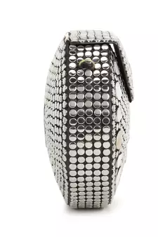 Mosaic Silver & White Metal Floral Mosaic Clutch
