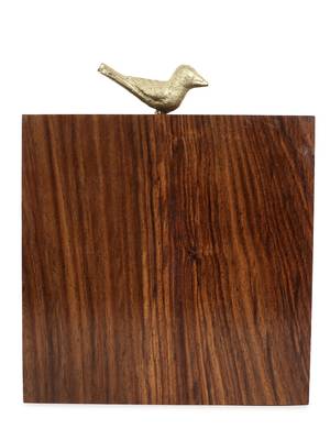 Anekaant Balk Brown & Gold Wooden Abstract Wooden Sequined Clutch 3
